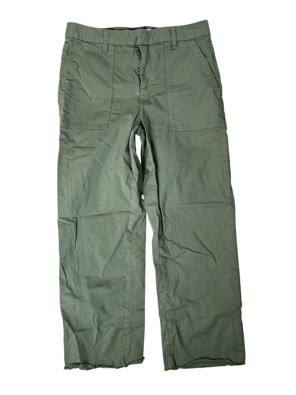 Frank & Eileen Pants Womens 6 Green Cargo Twill Elastic Waist Pockets Zip